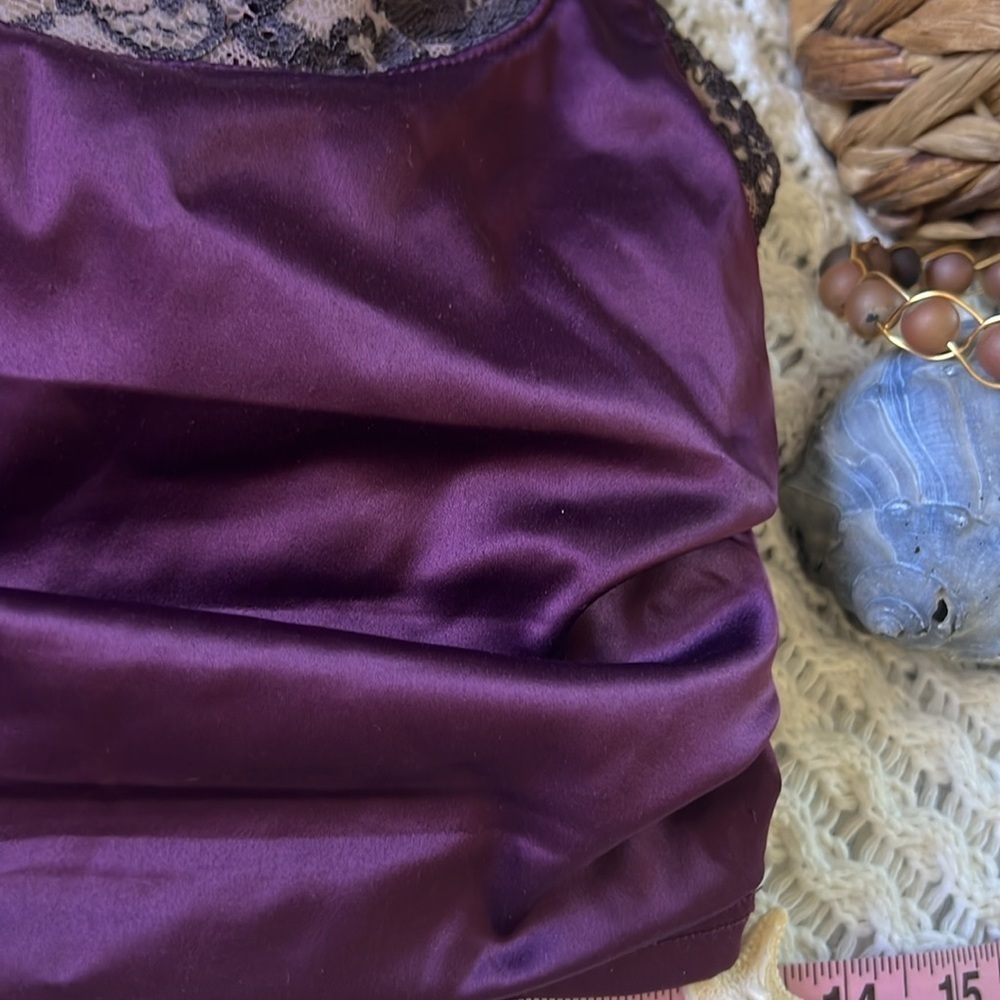 FREE PEOPLE Festival Ren Faire Purple Satin and Lace Trim Cropped Camisole - Picture 6 of 8